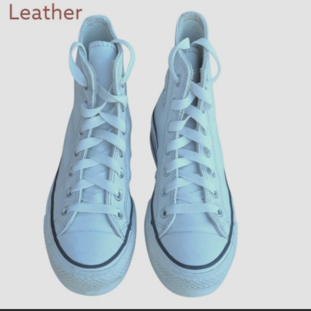 Converse LIFT Platform All Star Chuck Taylor White Leather Hi Sneaker Women 5.5 - Picture 6 of 10